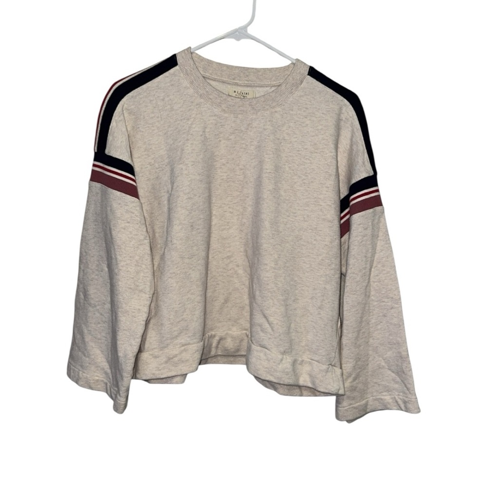 Madewell Cream Sweatshirt with Striped Sleeves